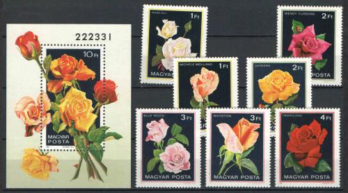 Poštové známky Maïarsko 1982 Rùže Mi# 3548-54 + Block 156