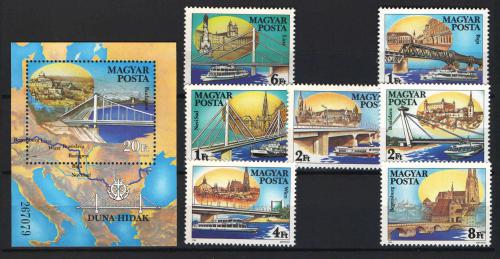 Poštové známky Maïarsko 1985 Mosty na Dunaji Mi# 3733-39 + Block 176