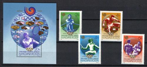 Poštové známky Maïarsko 1988 LOH Soul Mi# 3959-62 + Block 198
