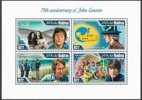 Poštové známky Maldivy 2015 The Beatles, John Lennon Mi# 5574-77 Kat 11€