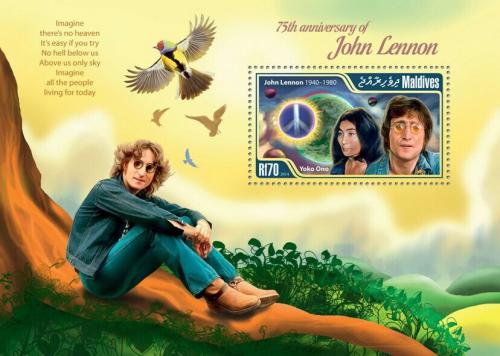 Poštová známka Maldivy 2015 The Beatles, John Lennon Mi# Block 777 Kat 9€