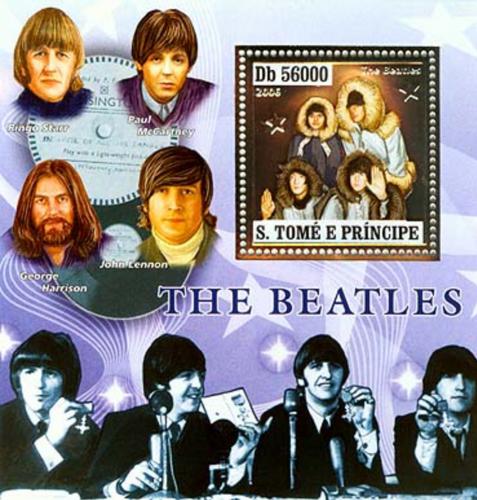 Poštová známka Svätý Tomáš 2006 The Beatles Mi# Block 576 Kat 18€