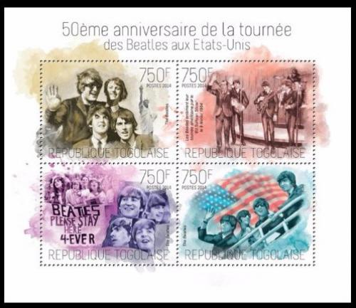 Poštové známky Togo 2014 The Beatles v USA Y/T# 3700-03 Kat 12€