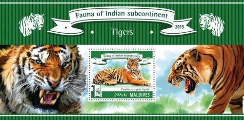 Poštová známka Maldivy 2015 Tygøi Mi# Block 787 Kat 9€