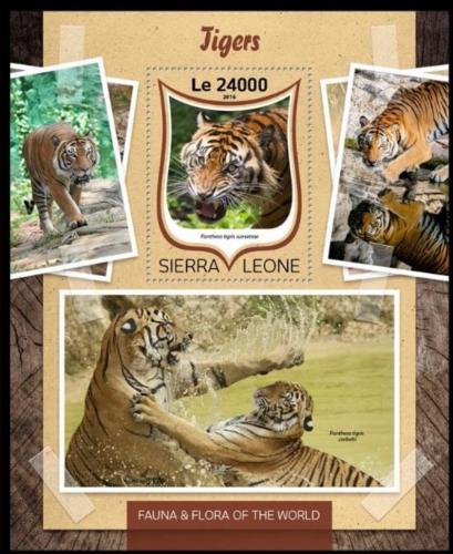 Poštová známka Sierra Leone 2016 Tygøi Mi# Block 1052 Kat 11€