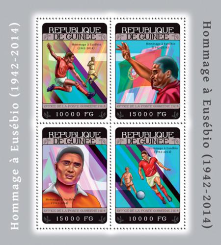 Poštové známky Guinea 2014 Eusébio, futbal Mi# 10517-20 Kat 20€