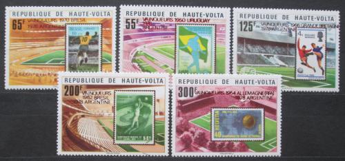 Poštové známky Horná Volta 1979 MS ve futbale èervený pretlaè RARITA Mi# 740-44