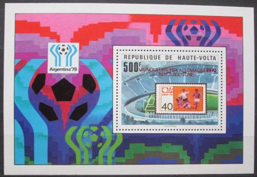 Poštová známka Horná Volta 1979 MS ve futbale èervený pretlaè RARITA Mi# Block 52