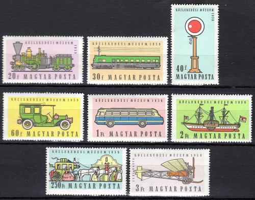 Poštové známky Maïarsko 1959 Dopravní prostøedky Mi# 1584-91 Kat 6.50€