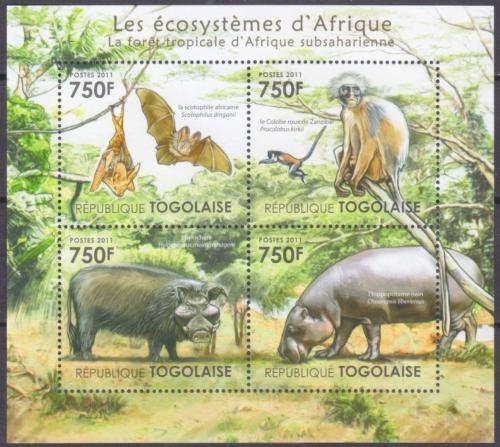 Poštové známky Togo 2011 Fauna tropického deštného pralesa Mi# 4145-48 Kat 12€