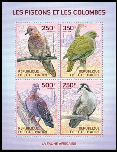 Poštové známky Pobrežie Slonoviny 2014 Holubi Mi# 1534-37 Kat 8.50€