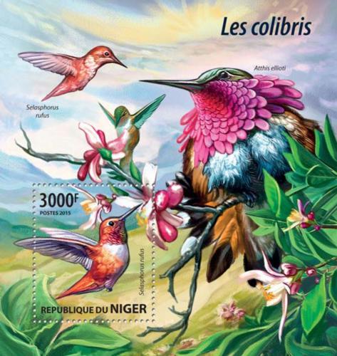 Poštová známka Niger 2015 Kolibøíci Mi# Block 431 Kat 12€