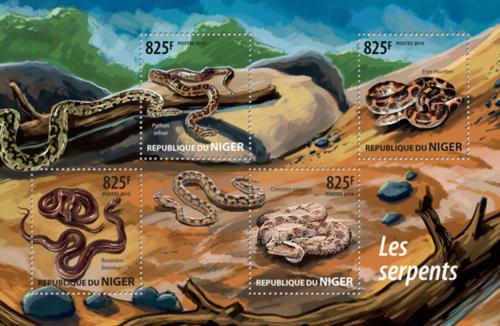 Poštové známky Niger 2015 Hady Mi# 3420-23 Kat 13€