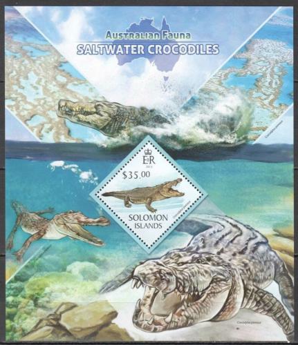 Poštová známka Šalamúnove ostrovy 2013 Moøští krokodýli Mi# Block 171 Kat 12€
