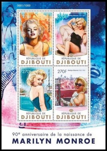 Poštové známky Džibutsko 2016 Marilyn Monroe Mi# 969-72 Kat 12€