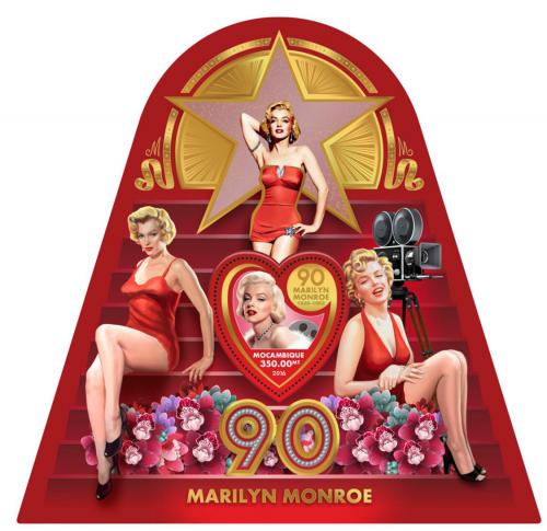 Poštová známka Mozambik 2016 Marilyn Monroe Mi# Block 1216 Kat 20€