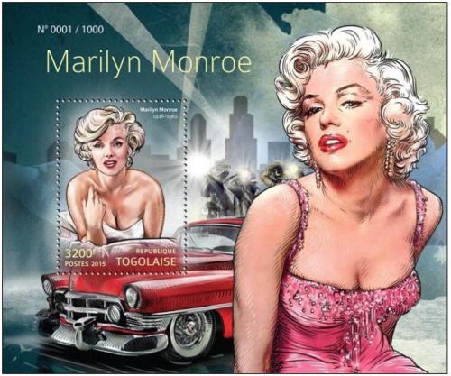 Poštová známka Togo 2015 Marilyn Monroe Mi# Block 1203 Kat 13€