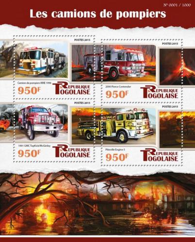 Poštové známky Togo 2015 Hasièská autá Mi# 7043-46 Kat 15€