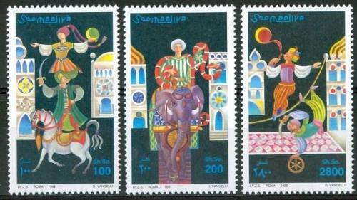 Poštové známky Somálsko 1998 Cirkus Mi# 701-03 Kat 9€