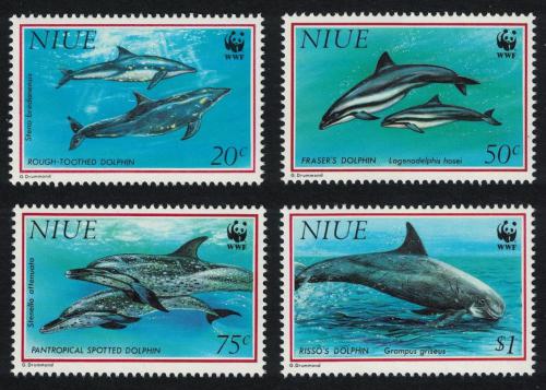 Potov znmky Niue 1993 Delfny, WWF Mi# 822-25 Kat 14 - zvi obrzok
