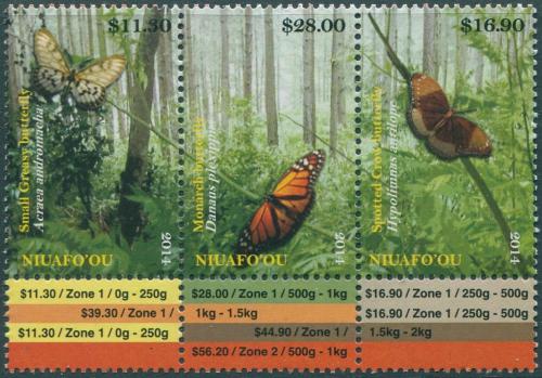 Poštové známky Tonga Niuafo´ou 2014 Motýle TOP SET Mi# 554-56 Kat 60€