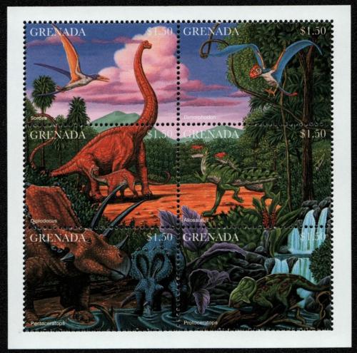 Poštové známky Grenada 1997 Dinosaury Mi# 3425-30 Kat 13€