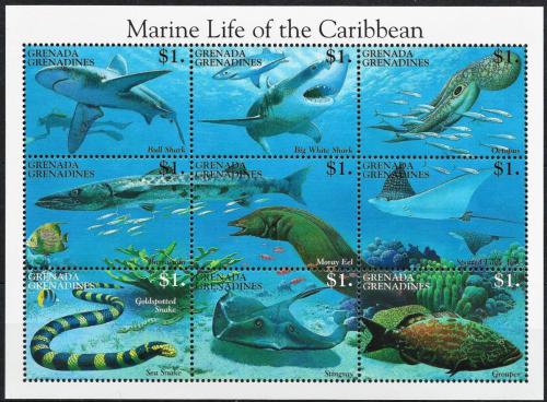 Potov znmky Grenada Gren. 1995 Morsk fauna Mi# 2030-38 Kat 10 - zvi obrzok