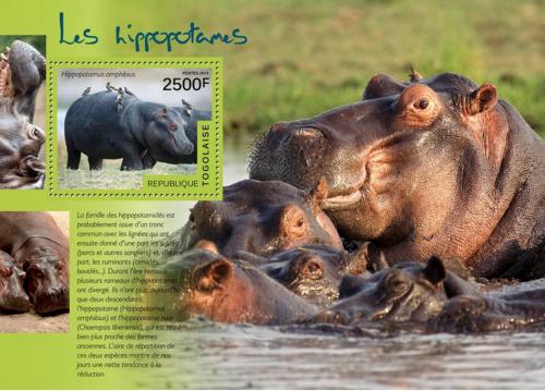 Poštová známka Togo 2014 Hrochy Mi# Block 1049 Kat 10€