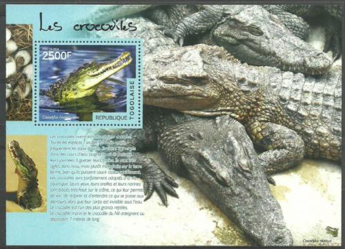 Poštová známka Togo 2014 Krokodíly Mi# Block 1044 Kat 10€