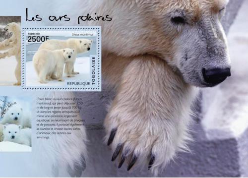 Poštová známka Togo 2014 ¼adový medvede Mi# Block 1050 Kat 10€