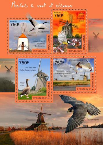 Poštové známky Togo 2014 Vtáci a vìtrné mlýny Mi# 6171-74 Kat 12€