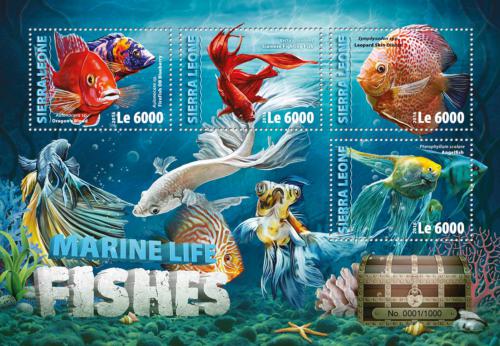 Poštové známky Sierra Leone 2016 Akvarijní ryby Mi# 7013-16 Kat 11€