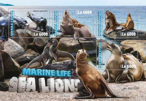 Poštové známky Sierra Leone 2016 Morské levy Mi# 7083-86 Kat 11€ 