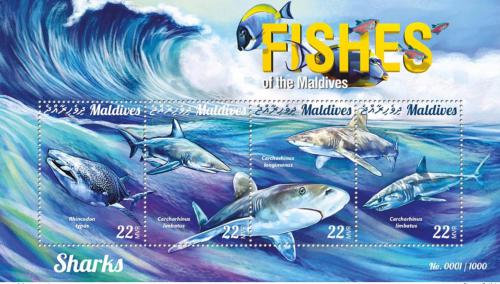 Poštové známky Maldivy 2015 Žraloky Mi# 6075-78 Kat 11€
