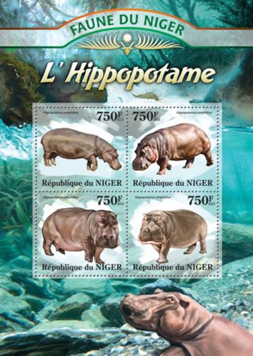 Poštové známky Niger 2013 Hrochy Mi# 2097-2100 Kat 12€