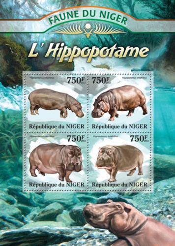 Potov znmky Niger 2013 Hrochy Mi# 2097-2100 Kat 12