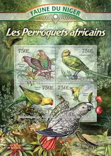 Poštové známky Niger 2013 Papagáje Mi# 2071-74 Kat 12€