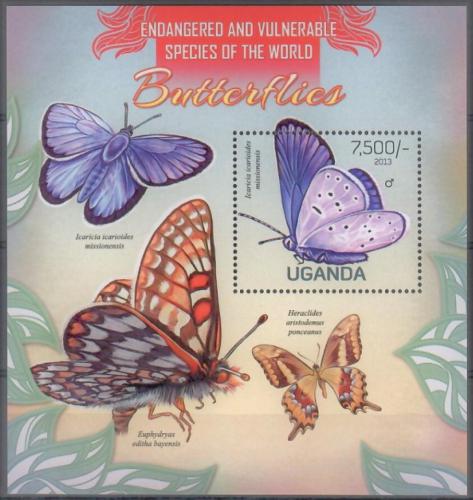Poštová známka Uganda 2013 Motýle Mi# Block 416 Kat 9€