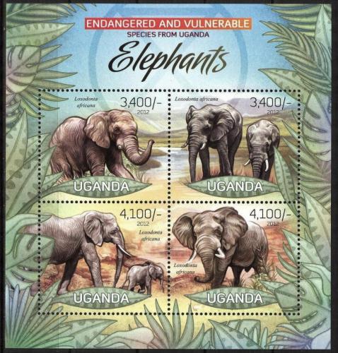 Poštové známky Uganda 2012 Slony Mi# 2965-68 Kat 13€