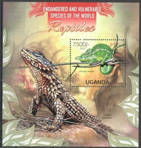 Poštová známka Uganda 2013 Obojživelníky a plazy Mi# Block 418 Kat 9€