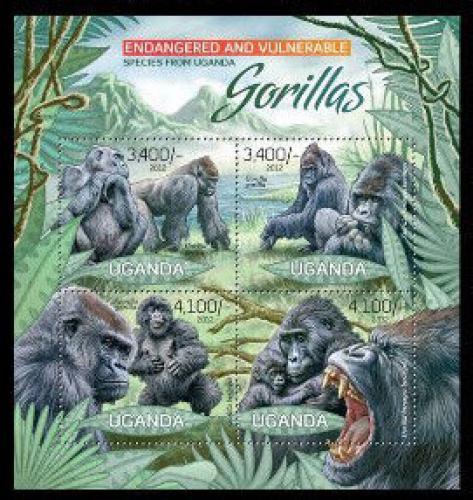 Poštové známky Uganda 2012 Gorily Mi# 2990-93 Kat 13€