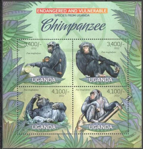 Poštové známky Uganda 2012 Šimpanzi Mi# 2995-98 Kat 13€