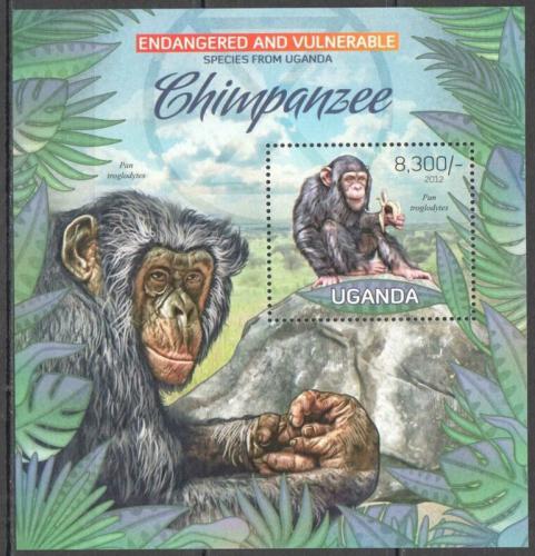 Poštová známka Uganda 2012 Šimpanzi Mi# Block 412 Kat 8€