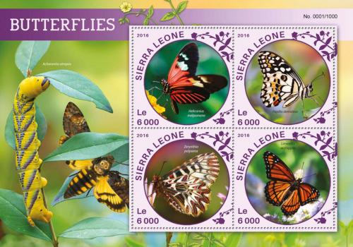Poštové známky Sierra Leone 2016 Motýle Mi# 6813-16 Kat 11€
