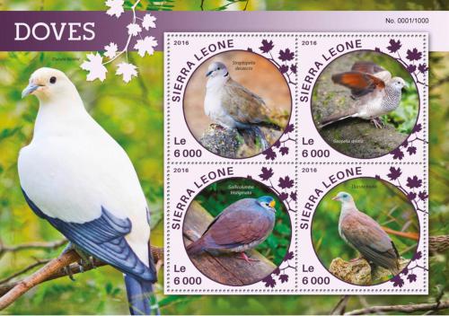 Poštové známky Sierra Leone 2016 Holubi Mi# 6838-41 Kat 11€