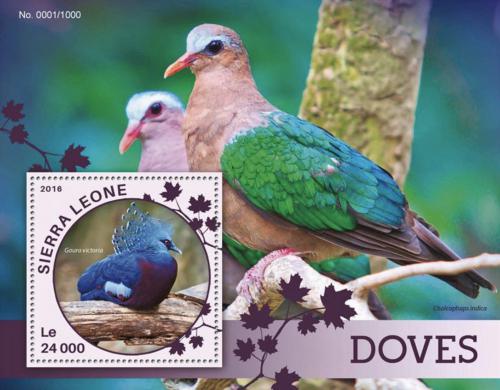 Poštová známka Sierra Leone 2016 Holubi Mi# Block 900 Kat 11€