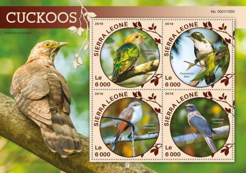 Poštové známky Sierra Leone 2016 Kukaèky Mi# 6843-46 Kat 11€