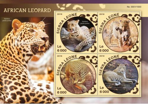 Poštové známky Sierra Leone 2016 Levharti Mi# 6898-6901 Kat 11€