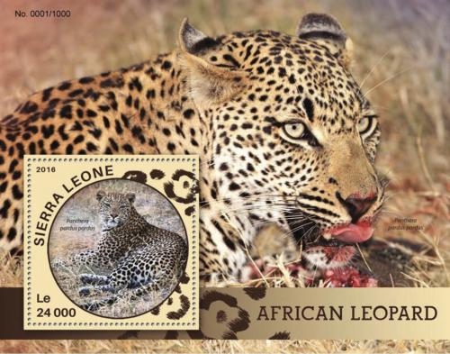 Poštová známka Sierra Leone 2016 Levharti Mi# Block 912 Kat 11€