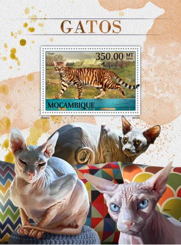 Poštová známka Mozambik 2016 Maèky Mi# Block 1227 Kat 20€
